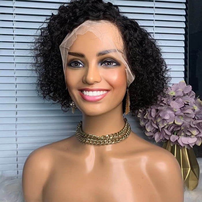 curly bob wig with side part for black women