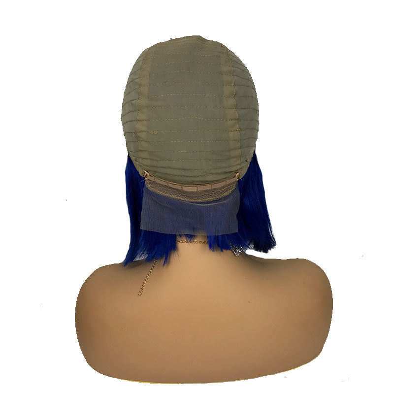 blue wig bob cut