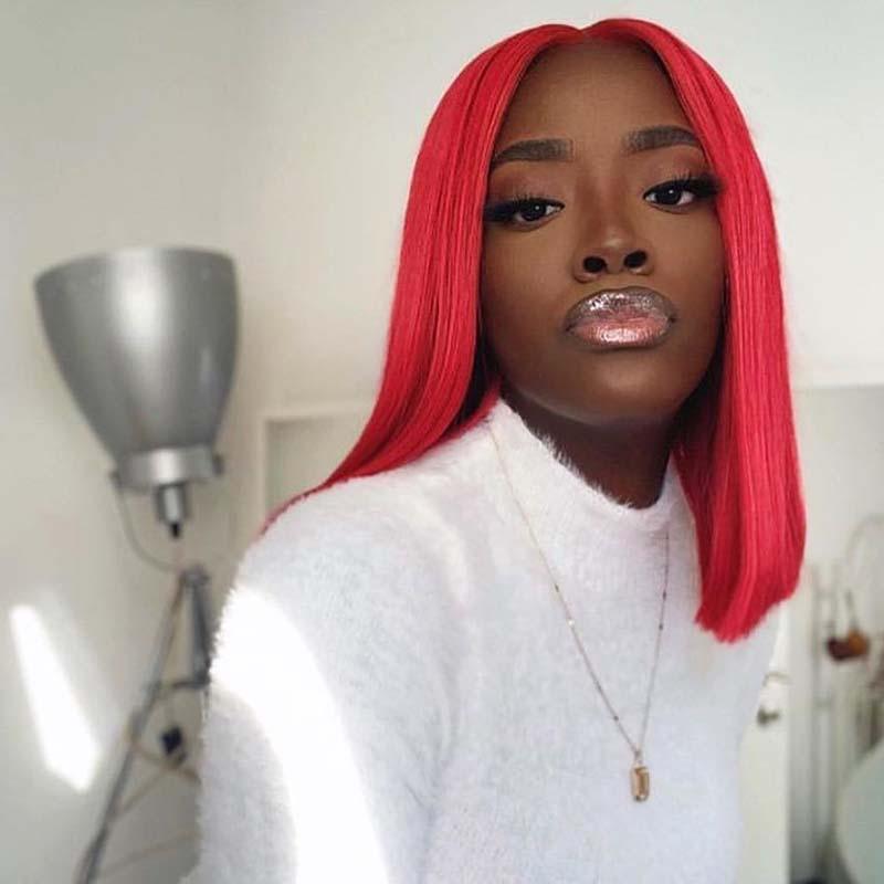 dark pink bob lace front wig 
