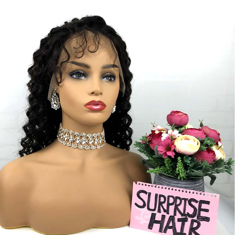 lace front human hair wig natural deep wave