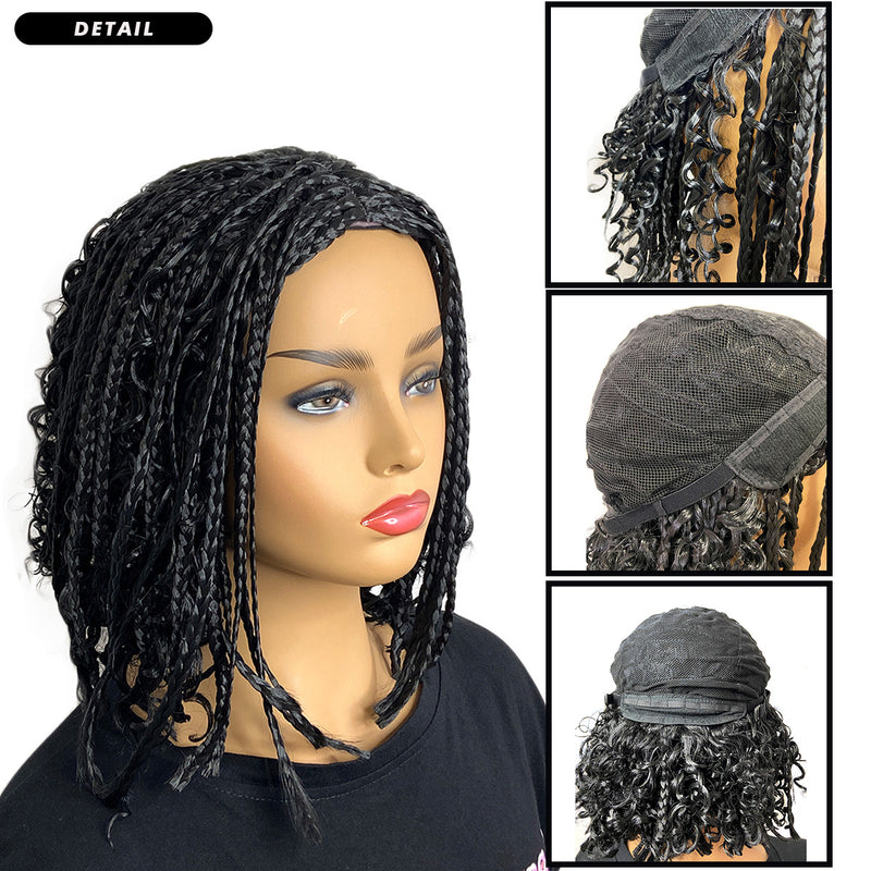 Bob wigs. Short wigs, bob boho braided wigs, neck length braided wig, box  braids
