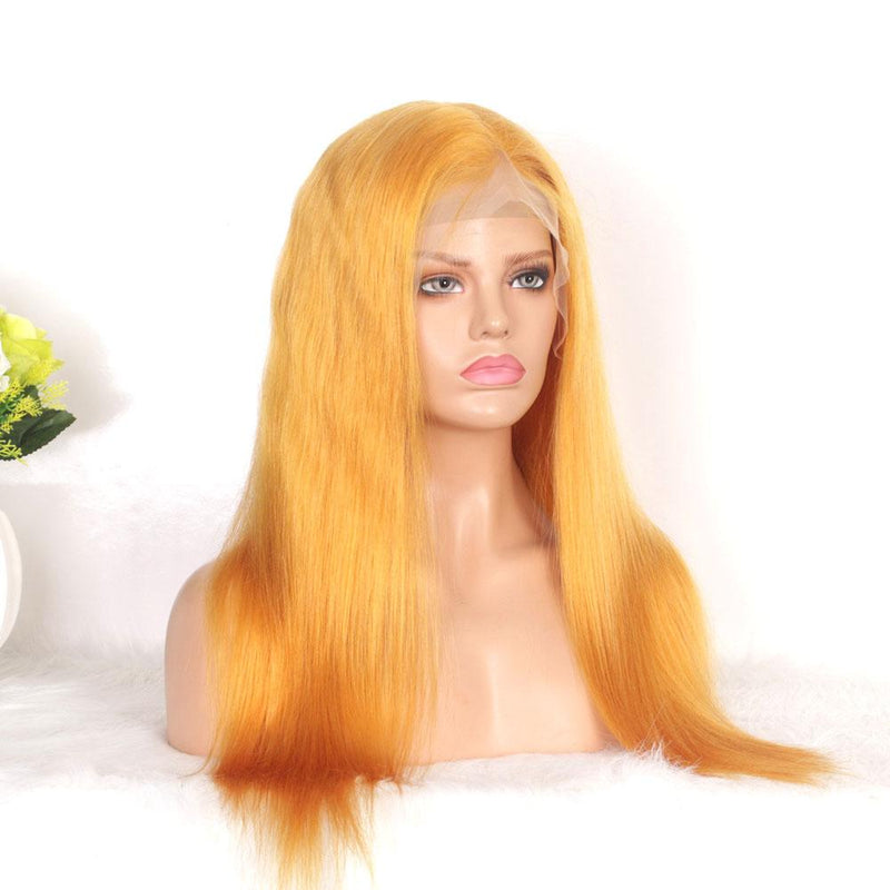 free part human hair lace wig gold color 
