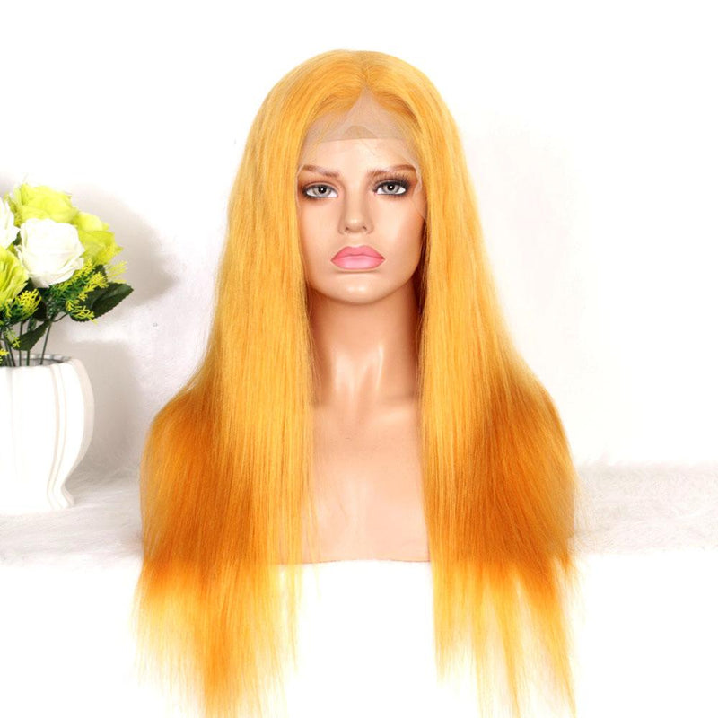 cheap gold color lace frontal wig human hair 