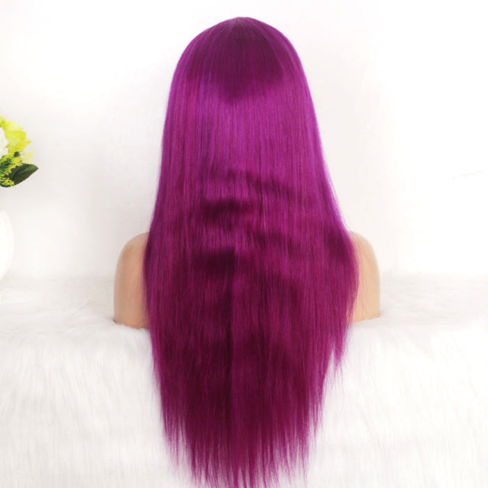 quality Grape purple human hair lace wig for black women