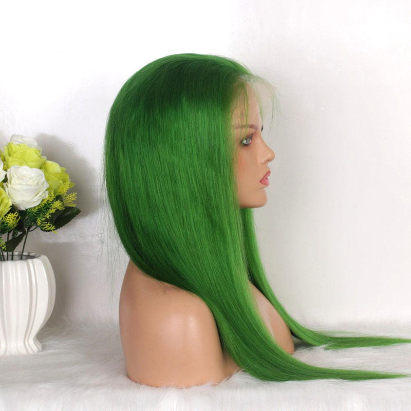 Quality green  human hair lace wig for black women