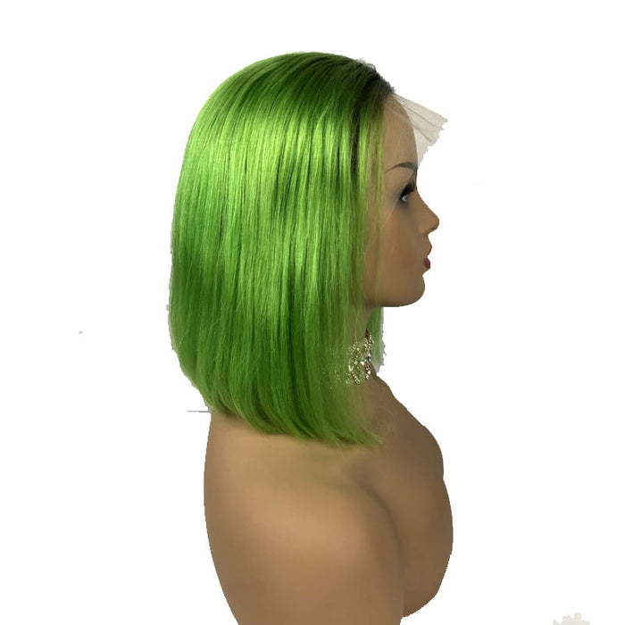 black to green ombre wig