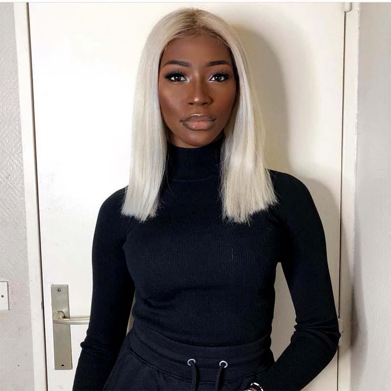 grey short bob lace wig for American African women