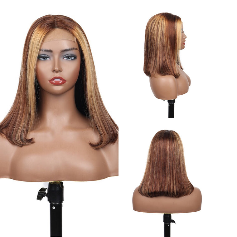 Highlight Human Hair Bob Wig 4x4 Lace Closure Wig Brazilian Hair Surprisehair
