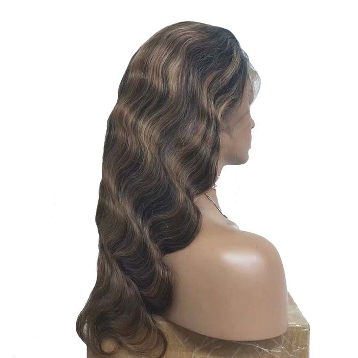 highlight mix color human hair lace wig body wave for black women