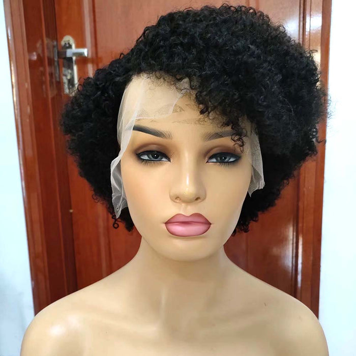human hair afro kinky pixie cut wig