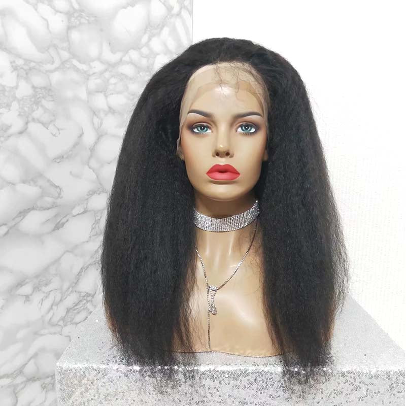 Kinky Straight Human Hair Wig Lace Front High Density  Surprisehair