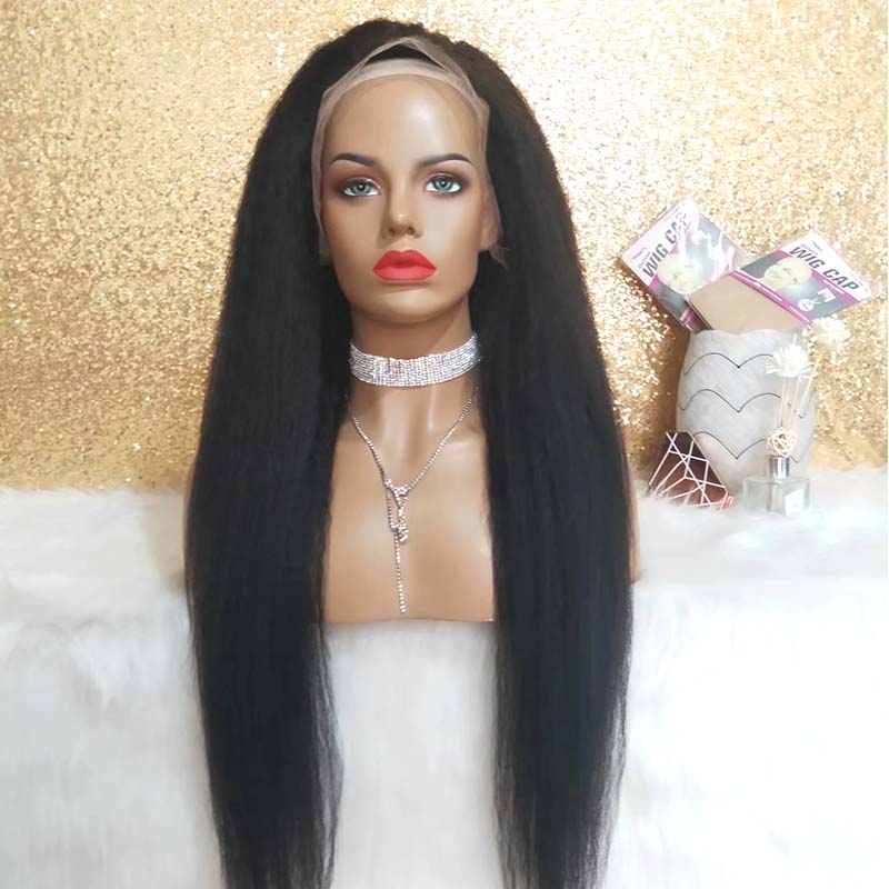 Straight Yaki Wig Lace Front Brazilian Human Hair Surprisehair