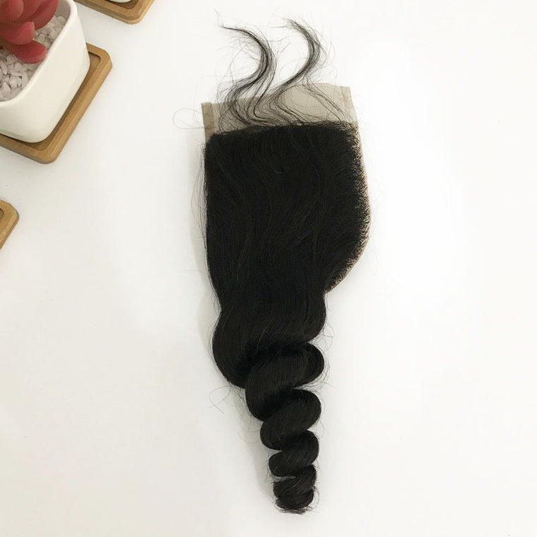 Quality Peruvian human hair Loose Wave Lace Closure 4x4 for Black Women