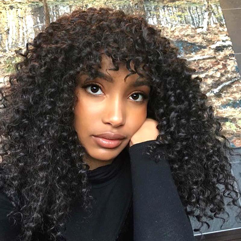 lace front wig curly bob with bang
