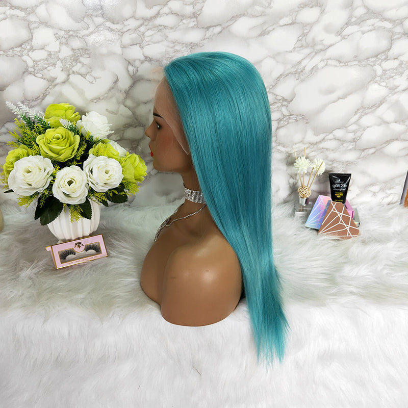 #LIGHT BLUE lace frontal wig human hair for African American