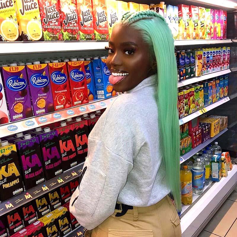 light green human hair lace wig for black women