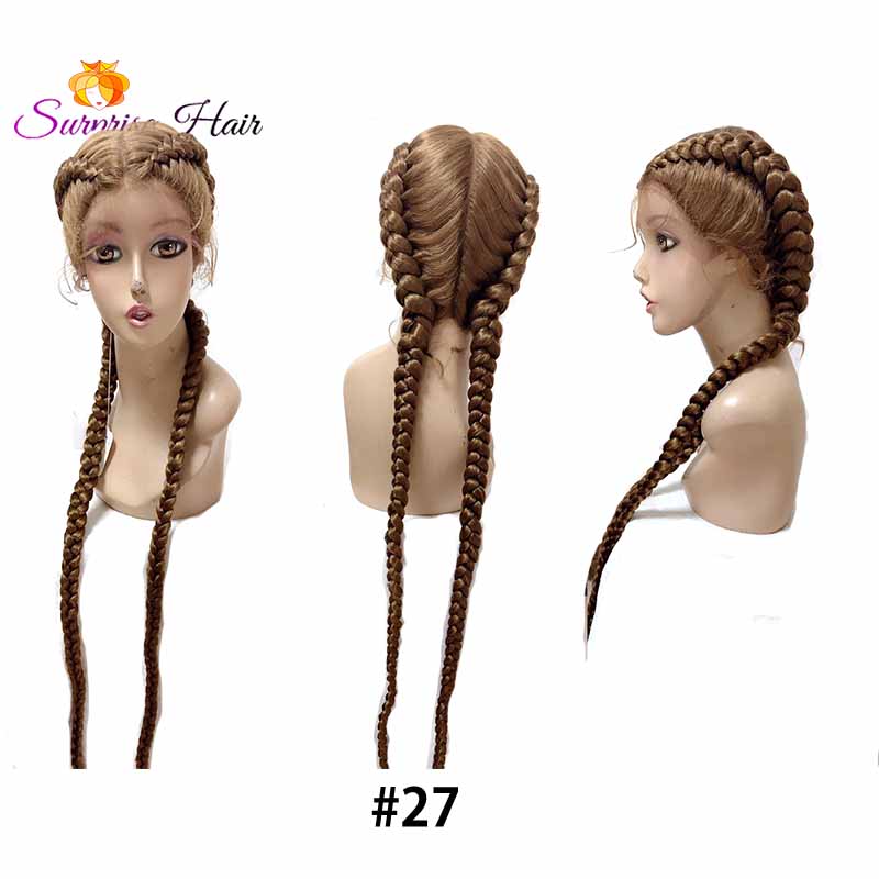 light brown two cornrow braids wig