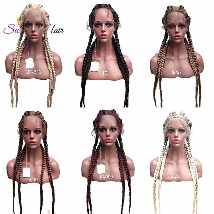 long cornrow braided lace front wigs for black women