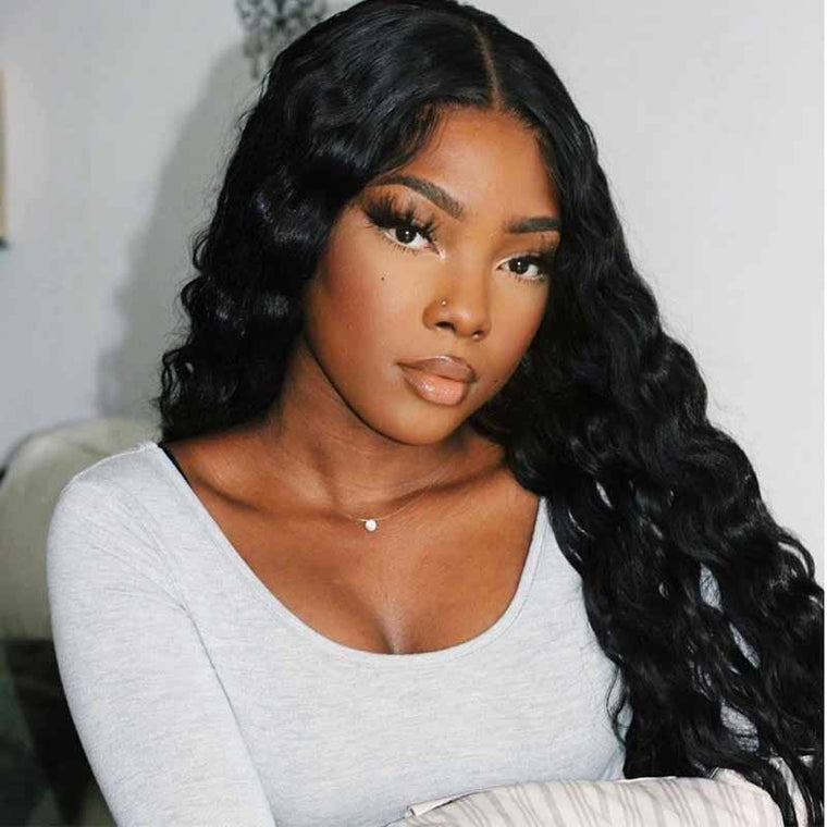 Middle part Brazilian human Hair loose deep wave bob wig for black women