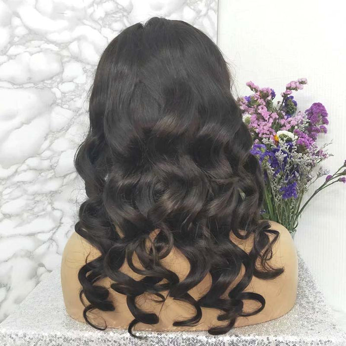 loose wave lace front wig with bangs