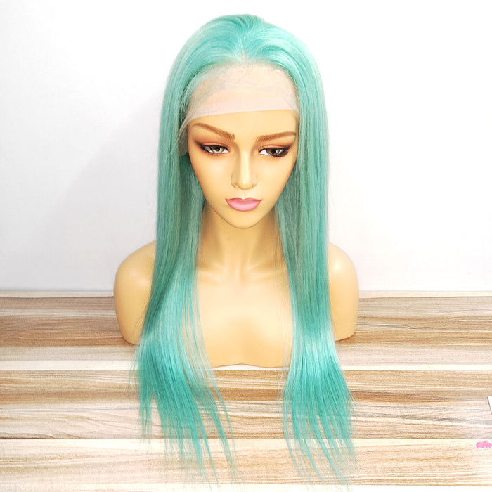 Mint Green Color lace frontal wig human hair for black women