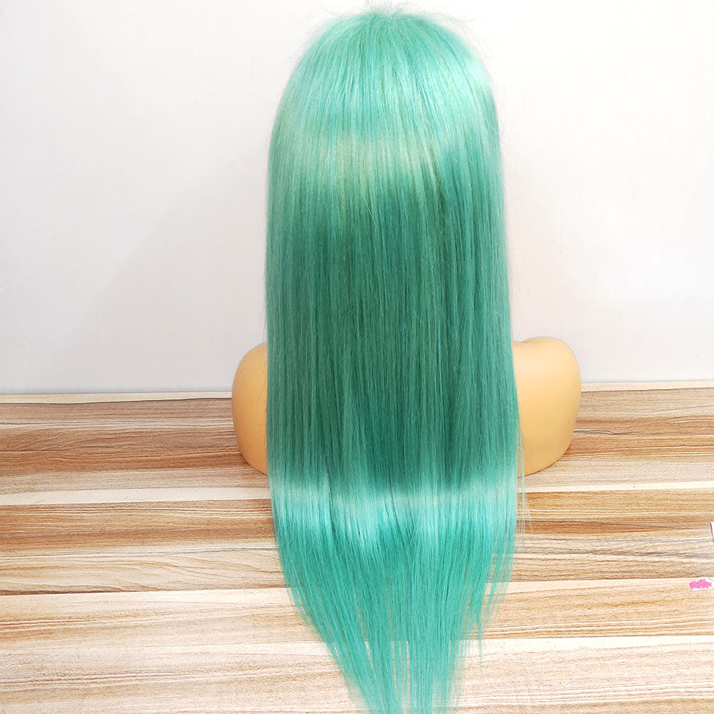 Mint Green Color straight lace frontal wig human hair 