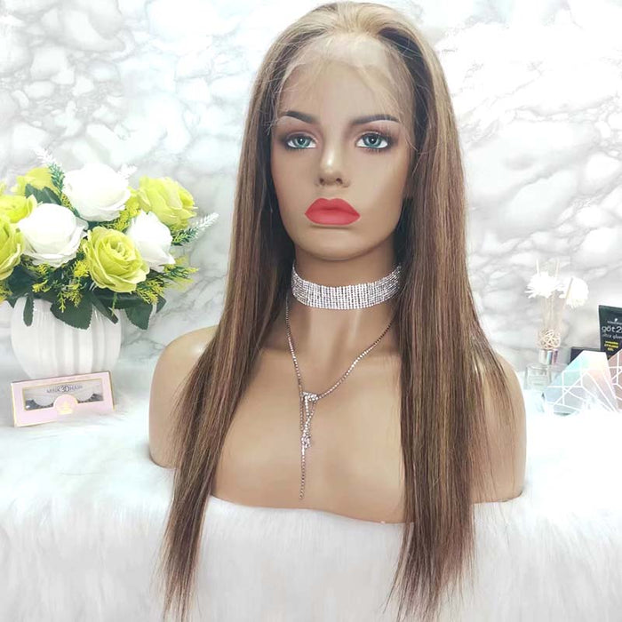 mix color straight human hair lace wig