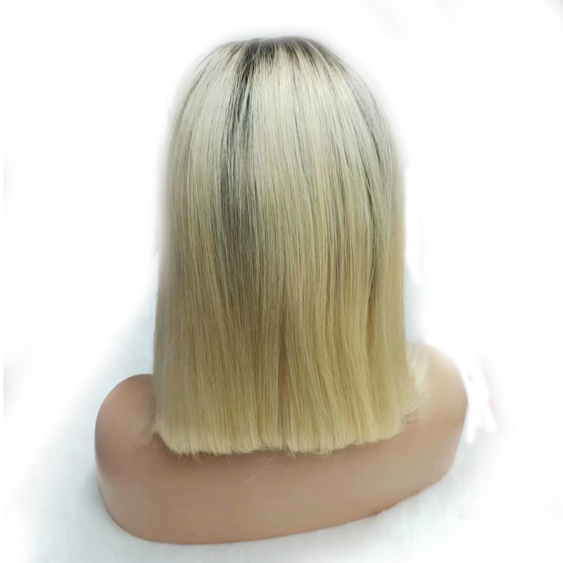  blonde wig with dark roots bob