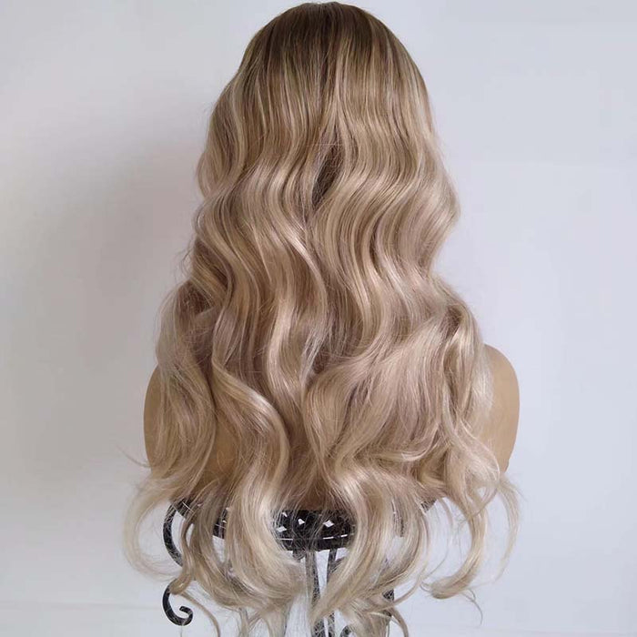 Honey Blonde Highlight Lace Front Wig Body Wave Human Hair 20inch