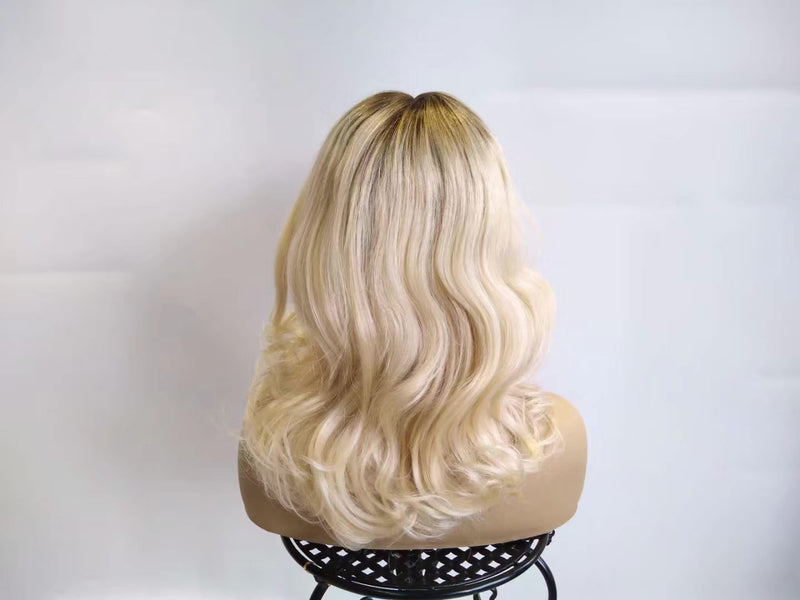 blonde ombre wavy bob wig human hair 