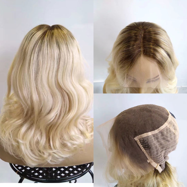 Ombre Blonde Wavy Bob Wig Human Hair Lace Frontal Wig 13x6 Surprisehair