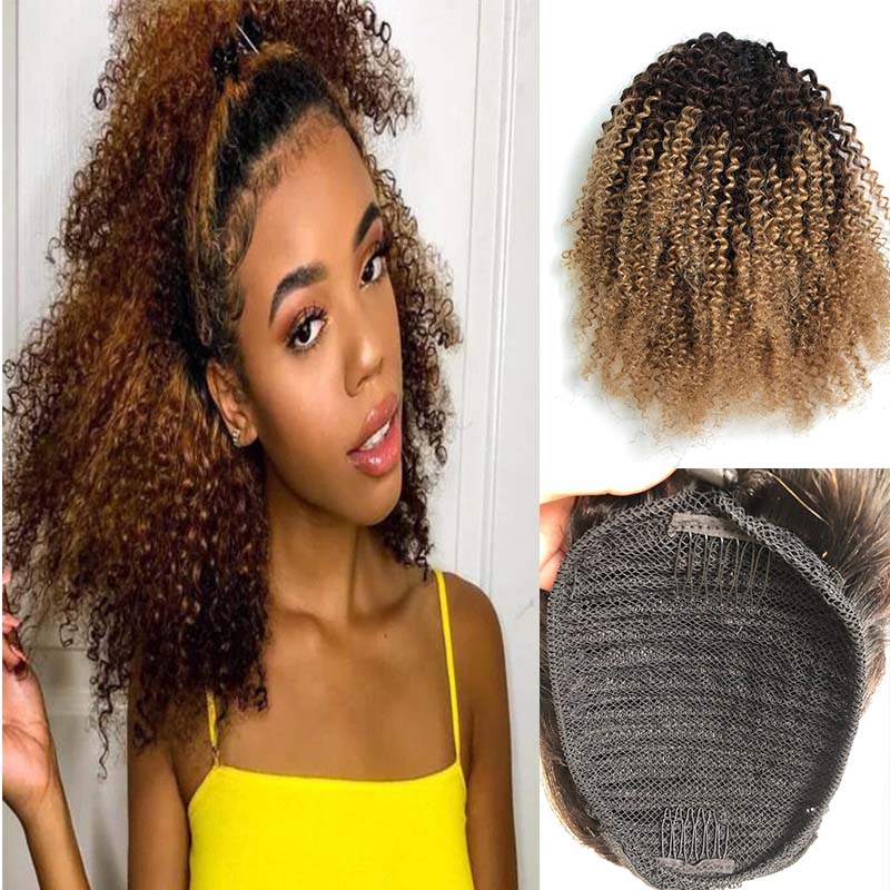 Ombre Brazilian Hair Kinky Curl Ponytail for Black Women Surprisehair