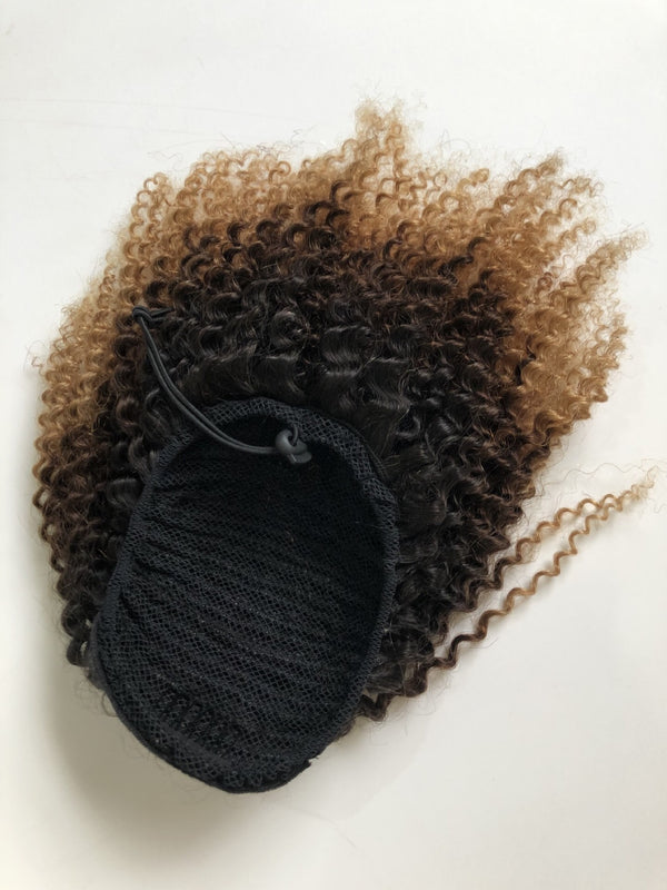 ombre kinky curl Brazilian human hair ponytail