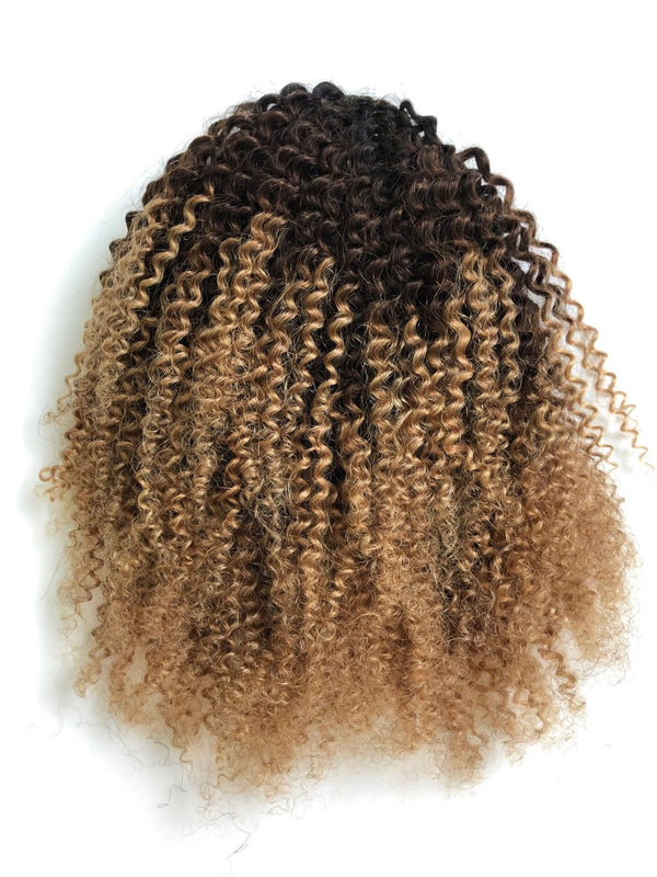 ombre kinky curl human hair ponytail