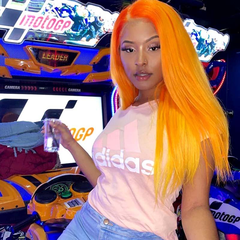 orange lace wig human hair for American African women
