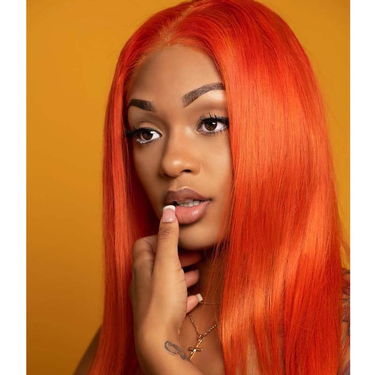 Orange Color Lace Frontal Wig Straight with Baby Hair Surprisehair