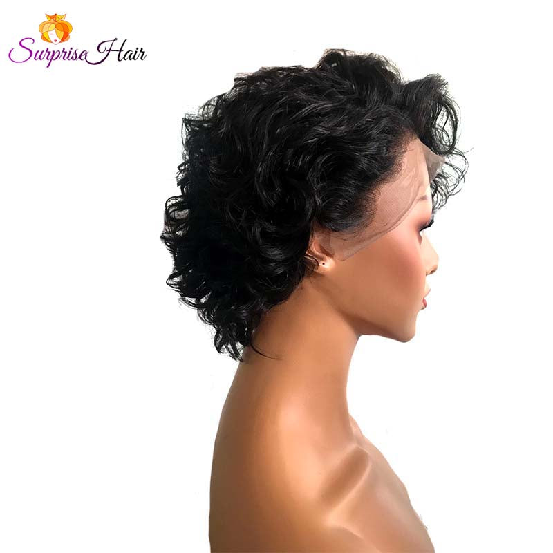 short human hair pixie cut wig curly