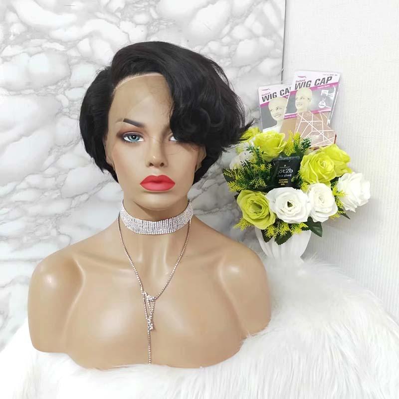 short black pixie cut wig human hair for black women