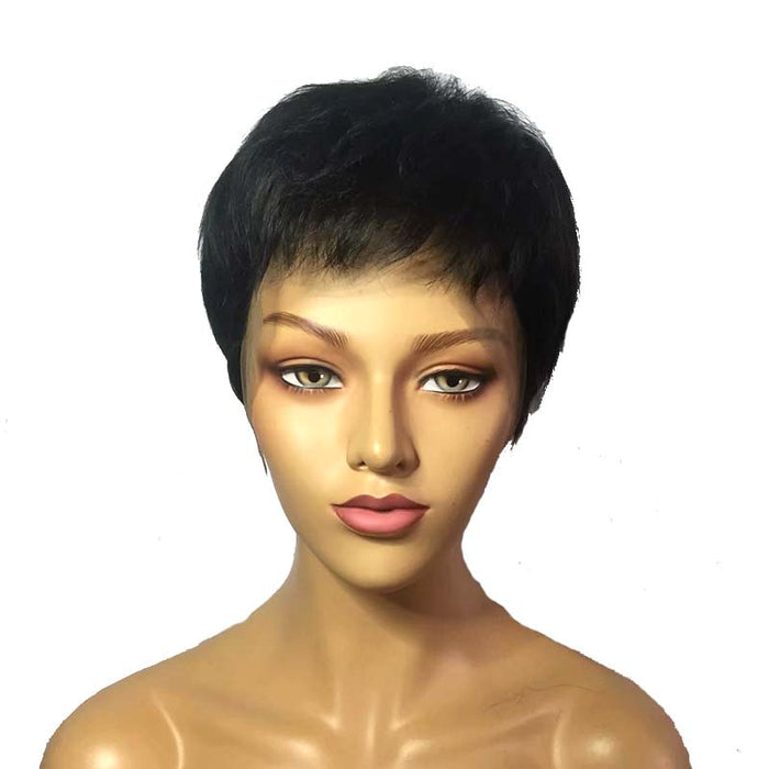 short pixie cut human hair wig for black women