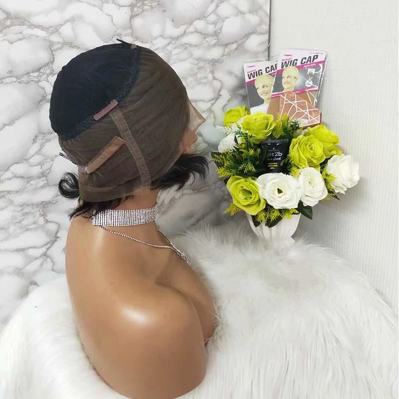 short black pixie cut wig wave human hair for black women
