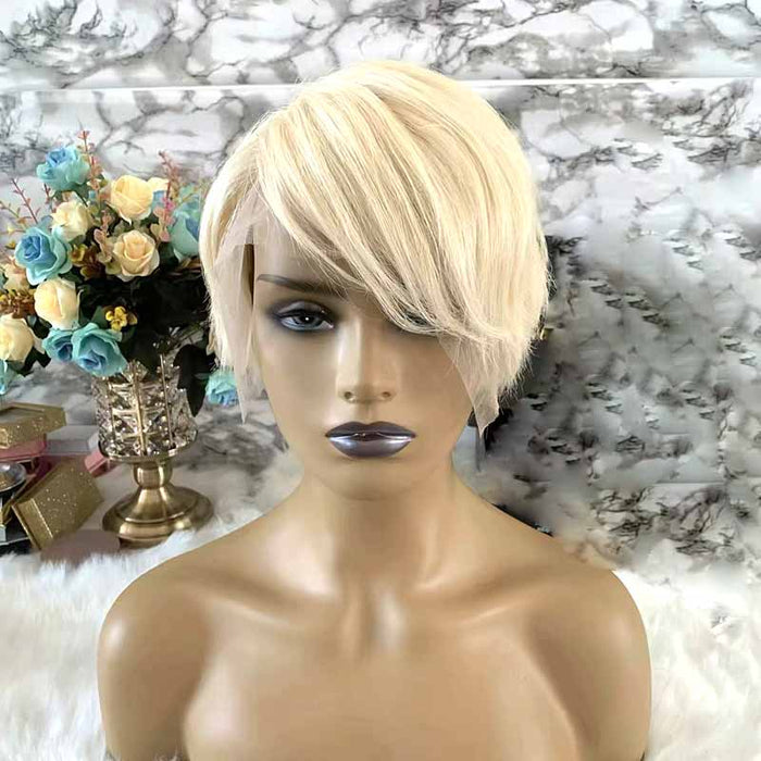 pixie cut lace frontal wig blonde for black women