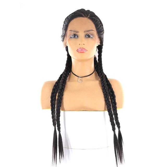 Synthetic Long Braided  Lace Front Wigs For Black Women