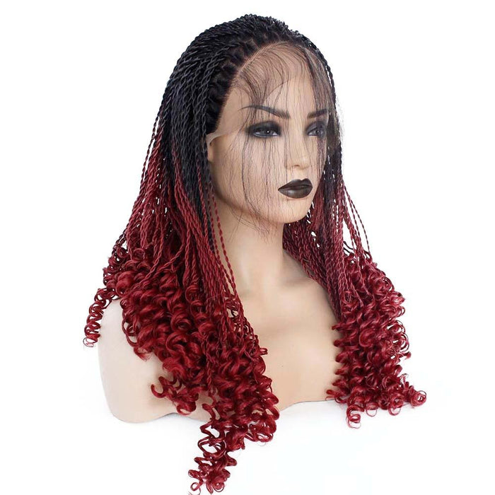 Ombre Red Braiding Lace Wig For Black Women