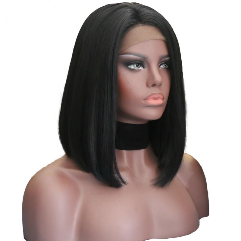 Black Short Bob Lace frontal synthetic Wig For Black Women