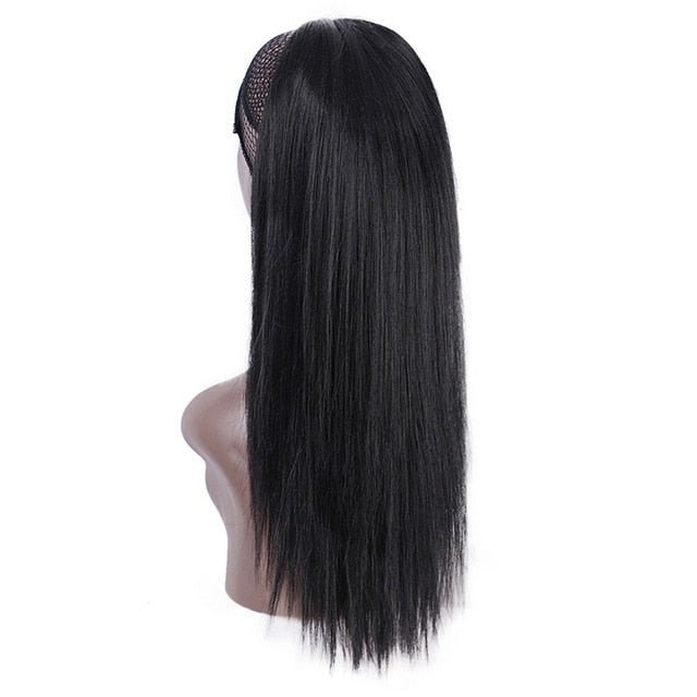 Black synthetic yaki ponytail for women
