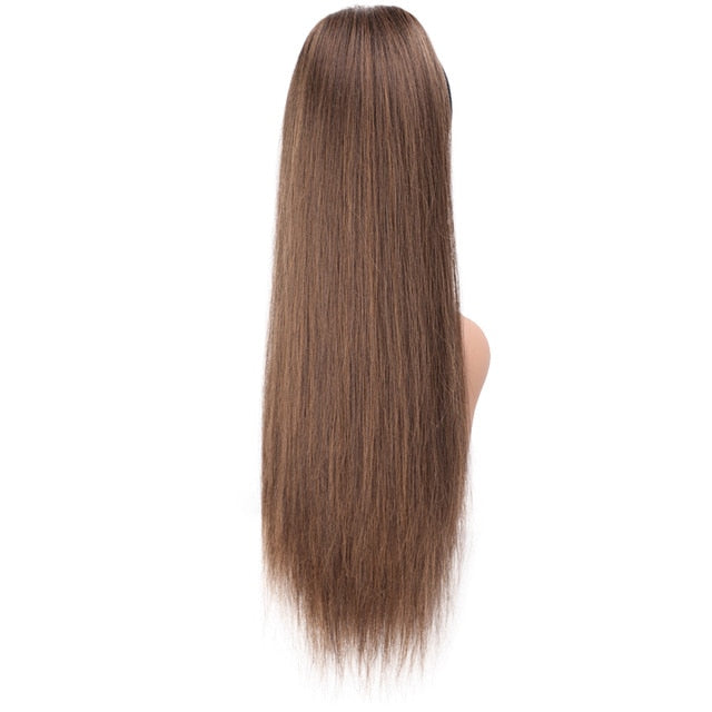 light brown synthetic yaki ponytail for women