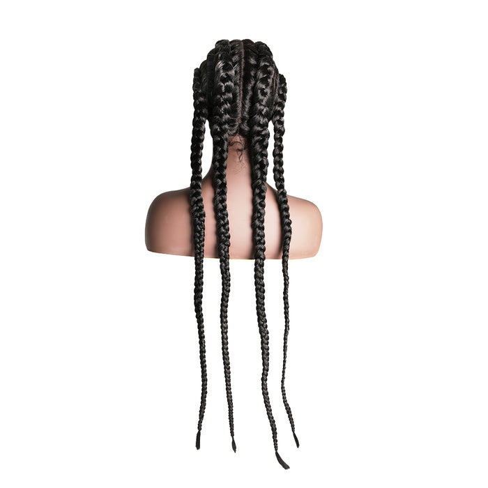Pre Braided Wig 2 Cornrows lace frontal for black women