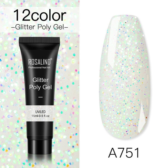 15ml Polygel Glitter Builder Gel All For Manicure Nails Art Design Luminous Poly Gel Nail Extension