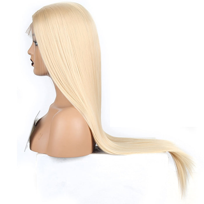 Long Blond Straight Synthetic Lace Front Wig Heat Resistant Wig For Women