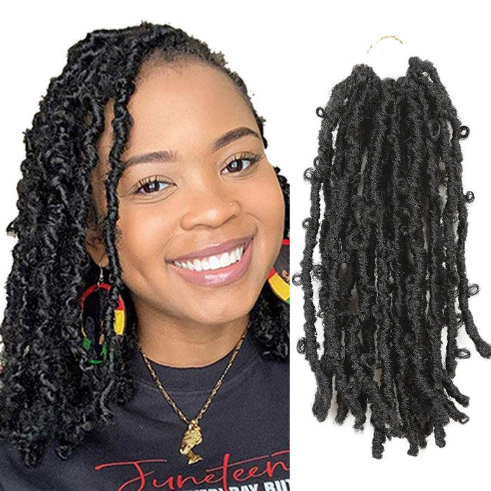 black color short butterfly locs 14inch